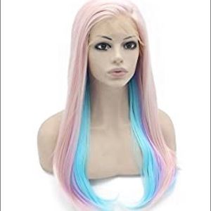 Pink blue purple Synthetic lace front wig